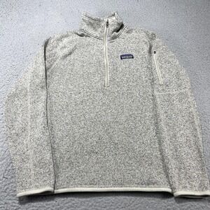 Patagonia Sweater Womens Medium Gray Fleece 1/4 Zip Mock Neck Pullover Logo Warm